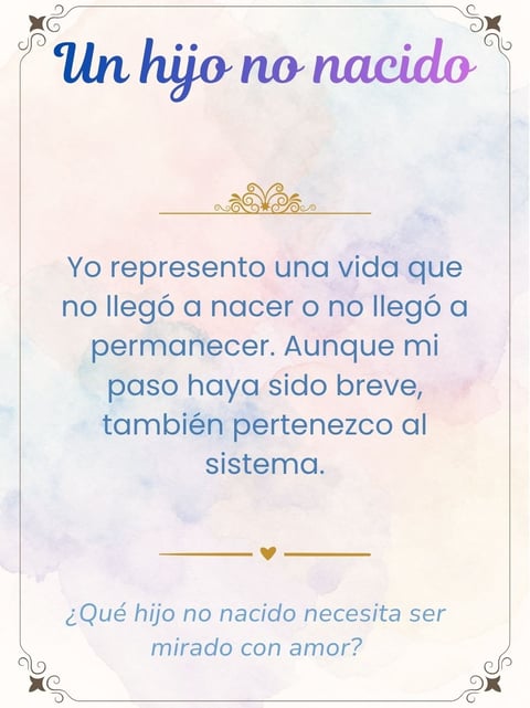 Decorative card with Spanish text honoring an unborn child