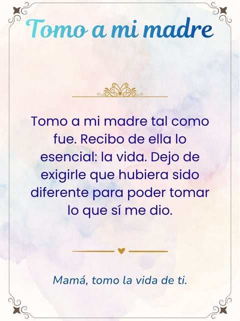 Decorative card with Spanish text honoring mothers