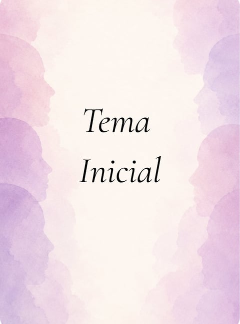 Pastel purple watercolor design with text reading Tema Inicial