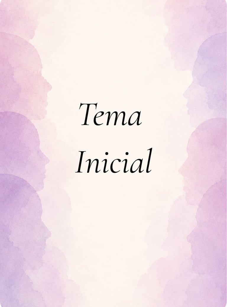 Pastel purple watercolor design with text reading Tema Inicial