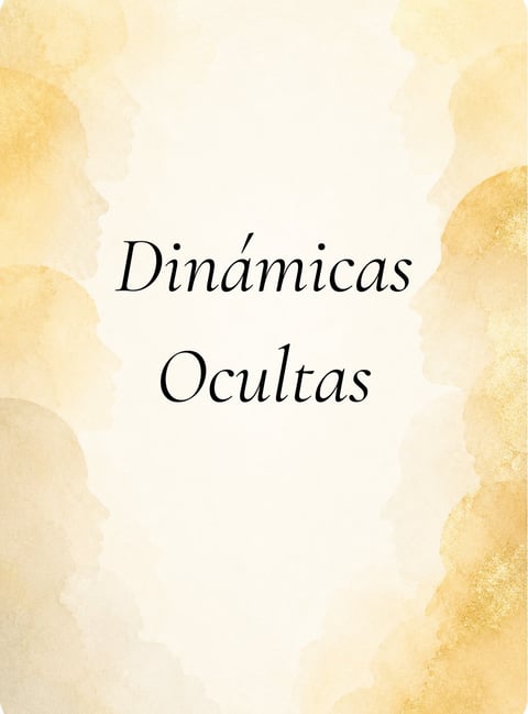 Book cover with golden watercolor borders and italic text reading Dinámicas Ocultas