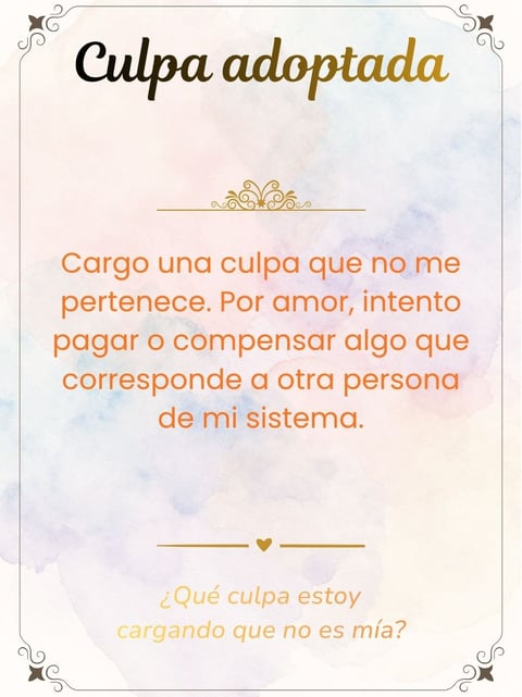 Spanish text graphic about carrying guilt that doesnt belong to you
