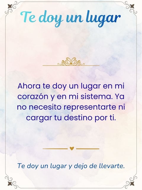 Inspirational Spanish quote card about giving someone a special place in your heart