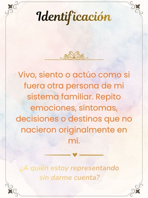 Spanish text about identifying family patterns and emotions