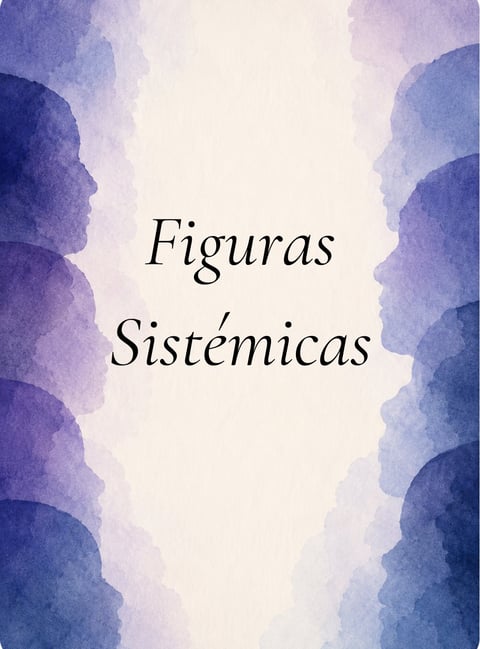Book cover titled Figuras Sistemicas with watercolor silhouettes of human profiles