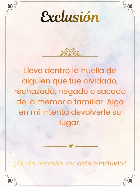 Decorative card with Exclusion title in Spanish